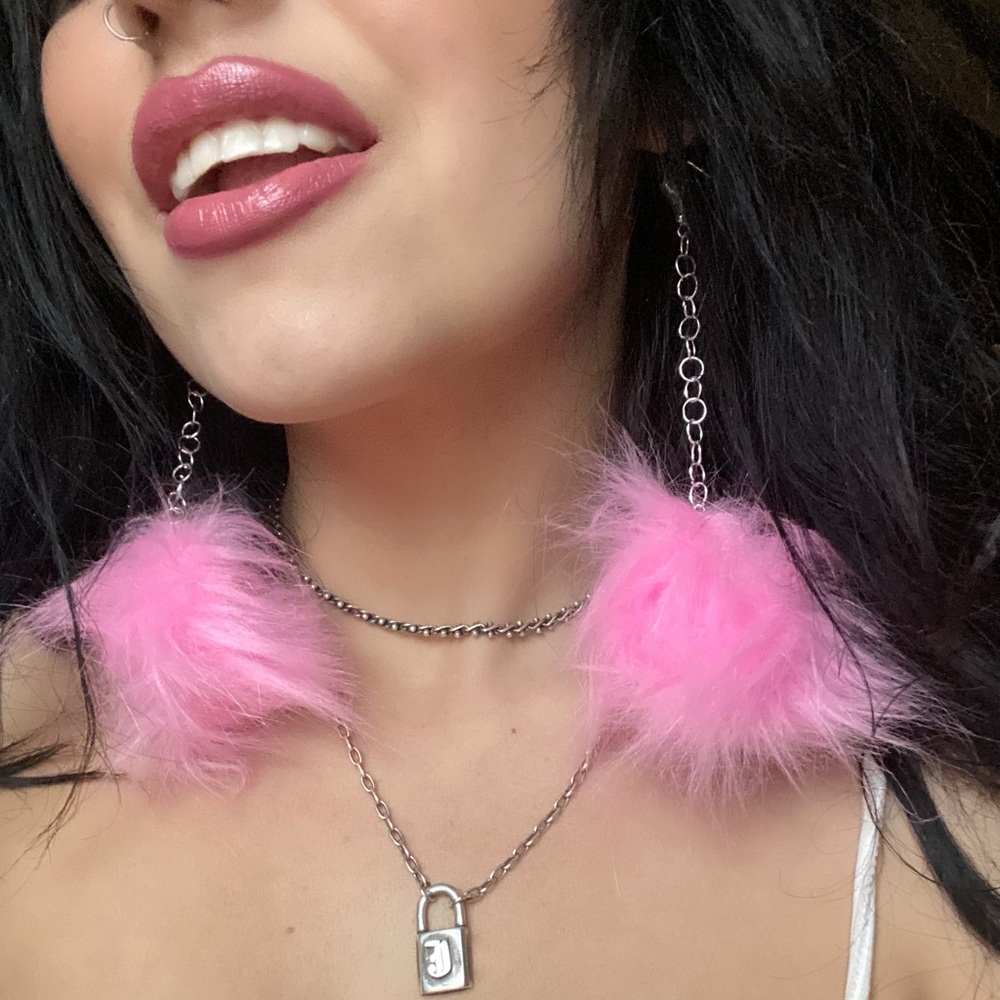 Pink Poof Ball Earrings